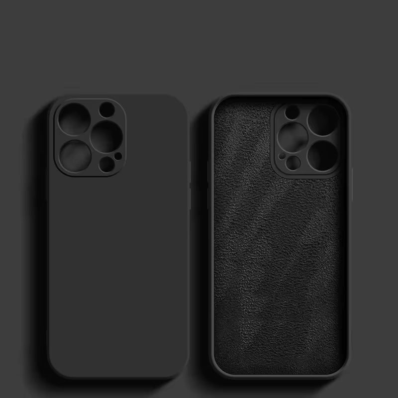 Coque noir pour iPhone, vue avant et arrière du téléphone
